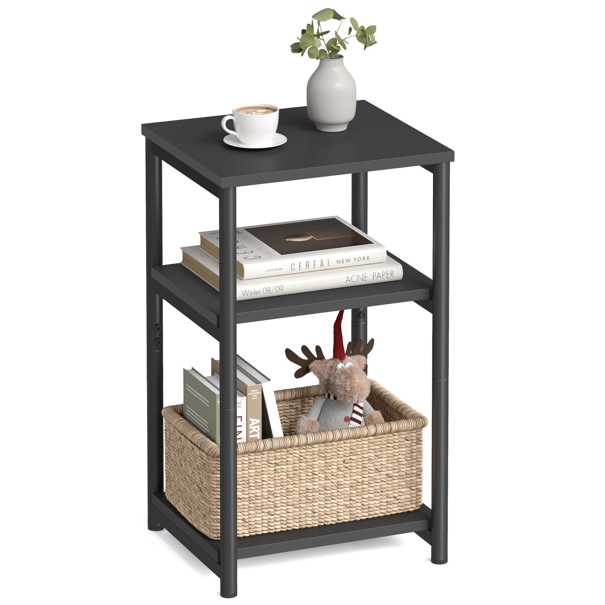 Mesa Auxiliar Vasagle Ulet273b16, 3 Niveles, 30 X 34 X 58 Cm, Color Negro