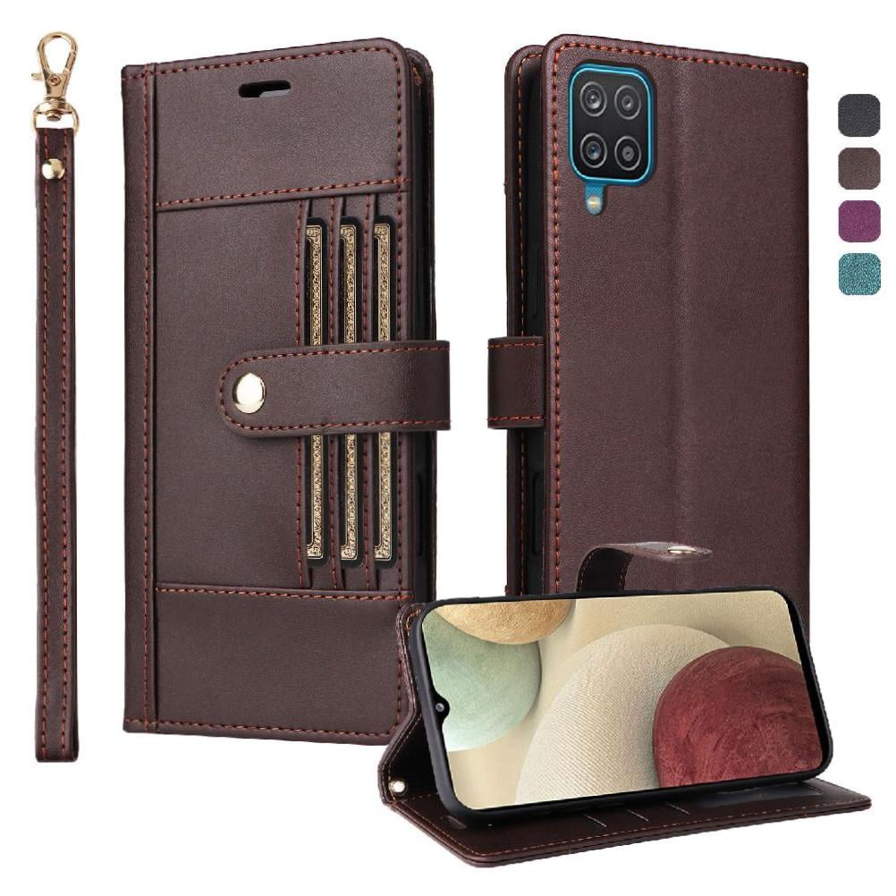 Foxdock Funda Tipo Cartera Para Samsung Galaxy A12/m12 – Cubierta De Cuero Pu Con Múltiples Ranuras, Bolsillo Para Efectivo Y Correa De Muñeca