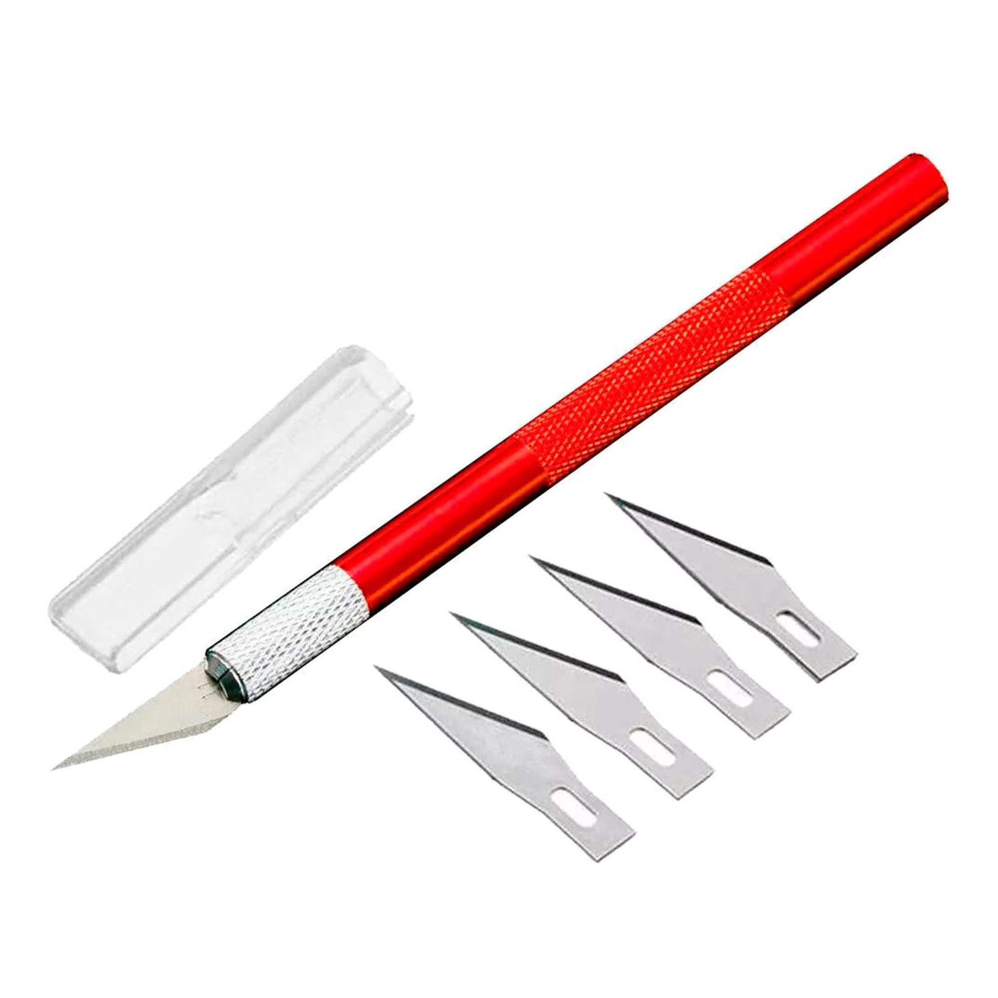 Gen - Bisturi Cortante Tipo Lapiz Con Cuchillas Metal Manualidades Rojo