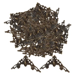Magideal - 100 Piezas De Soportes De Esquina De Retro, Adornos Tallados De Apliques, Protectores De Esquina De Metal Para Decoración De Muebles , Bronce Verde