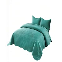 Genérico - Cubrecama Quilt De Verano 2 Plazas Con Relieve Color Turquesa