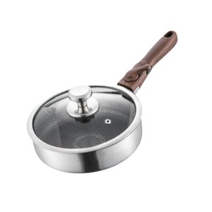Magideal - Sartén Antiadherente Para Cocinar Sartén Wok Sartén Para Tortilla Fácil De Limpiar Con Mango Y Tapa De Acero Inoxidable Para Cocina De Camping