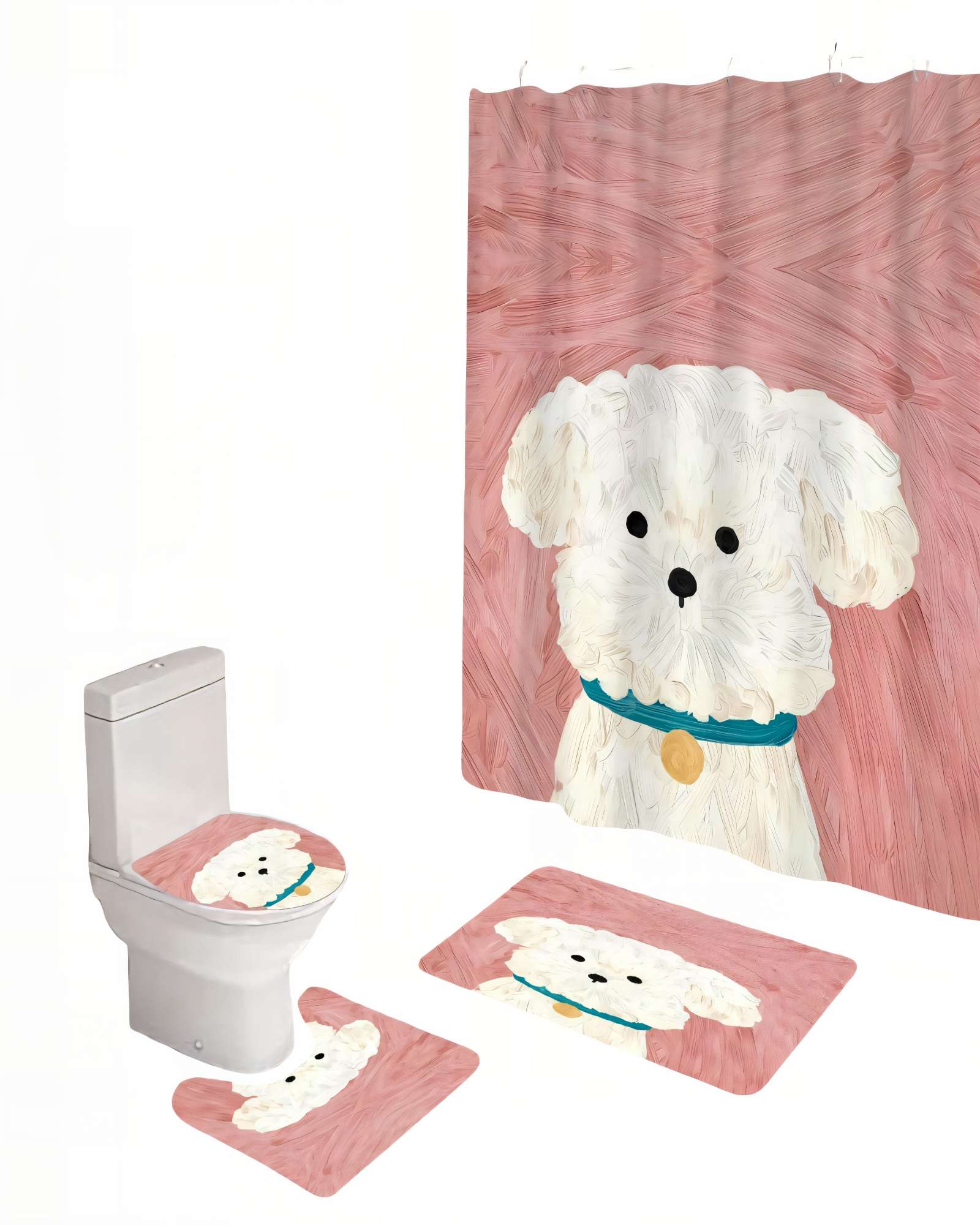 Genérico - Set De 4 Piezas Para Baño Con Estampado 21