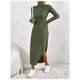 thumbnail image 1 of Vestido Ajustado Largo Tejido Canale Cuello En V, 1 of 5