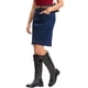 thumbnail image 4 of INSPIRE CHIC Falda de Mezclilla para Mujer Casual de Cintura Alta con Bolsillos por Encima de la Rodilla Falda Lápiz de Jean Elástica M Negro Azul, 4 of 6