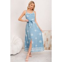 Likeshop - Maxi Vestido Largo Verano Mujer Holgado Pabilos Estampado 3359