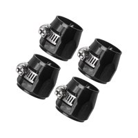 Ioensy - Abrazaderas De Acabado De Manguera De 4 Piezas De Aleación De Aluminio Con Conectores De Manguera De Banda De Tornillo Negro An12