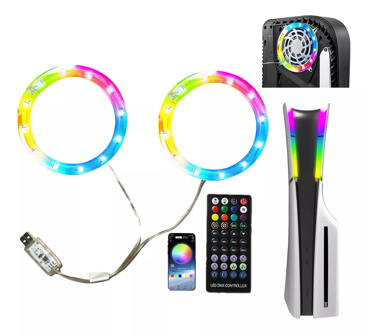 Luz Led Rgb Aaronmei Para Ps5 Slim