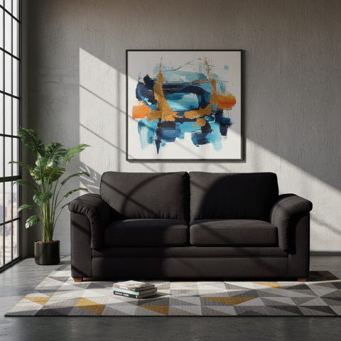 Latam Home - Sofá Ancona 3C Tela Velvet Negro