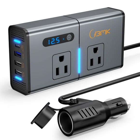 Inversor de corriente para coche BMK 200 W DC 12 V a 110 V con puertos USB