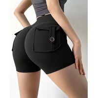 Flix Spa - Short Deportivo Mujer Pretina Alta Bolsillos Traseros