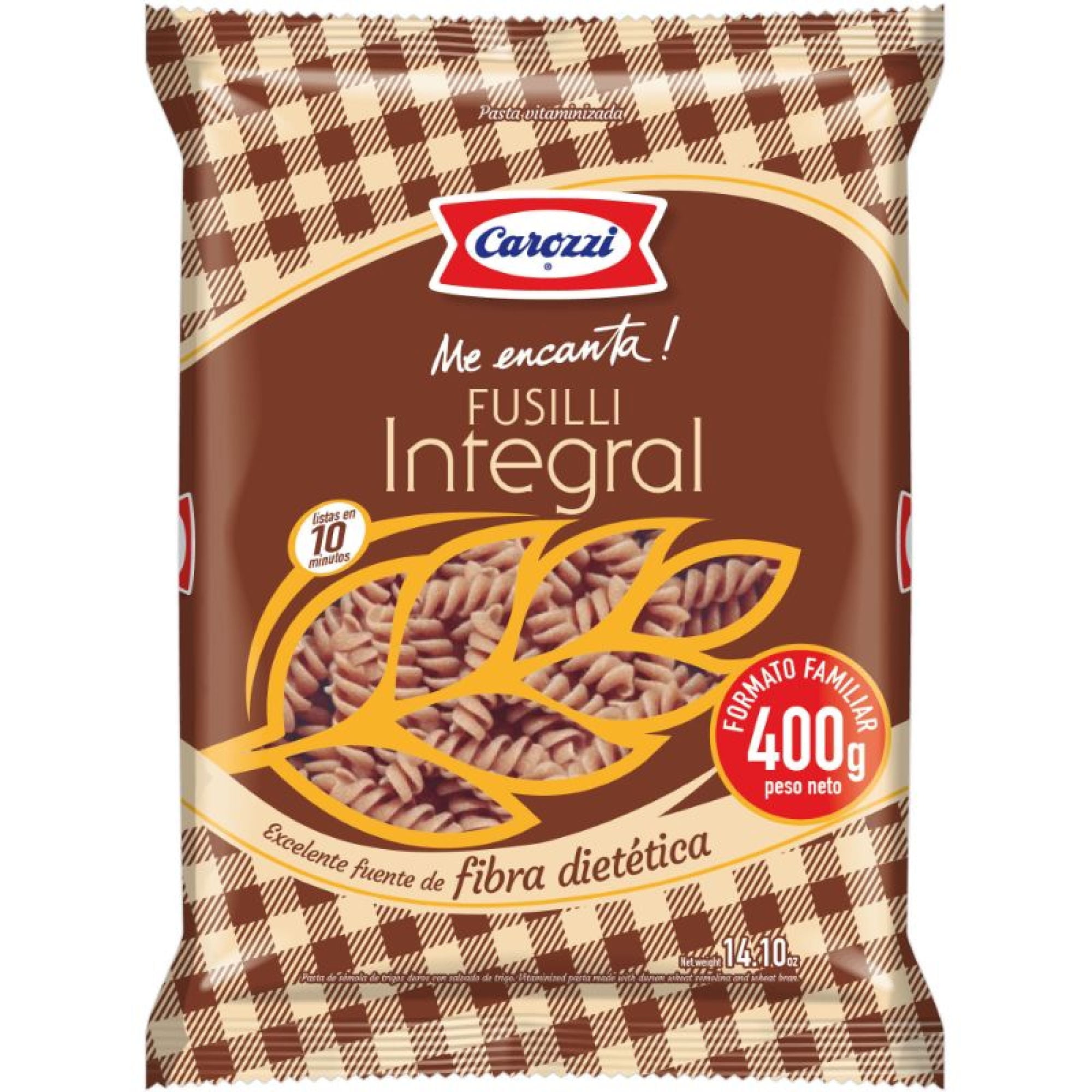 Fideo Pasta Integral Espirales Paquete 400 g Carozzi