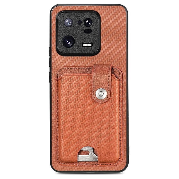 Funda Billetera Tejida para Xiaomi 13 Pro con Soporte y Tarjetero Marrón