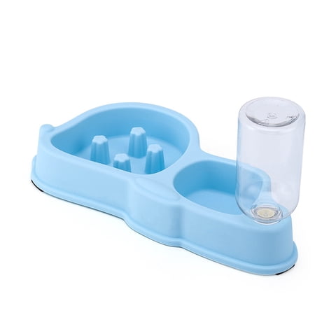 Defensor - Dispensador De Agua + Plato Antiansiedad (Ahogo) Todo En Uno Celeste