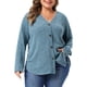 thumbnail image 1 of Agnes Orinda Cárdigan de Punto Acanalado para Mujer de Talla Grande Cuello en V con Botones Suéter Casual Ligero y Suave 3X Gris Azul, 1 of 6