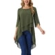 thumbnail image 1 of INSPIRE CHIC Blusa de Chifón para Mujer Manga 3/4 con Abertura Dobladillo Asimétrico Túnica Verde Militar L, 1 of 6