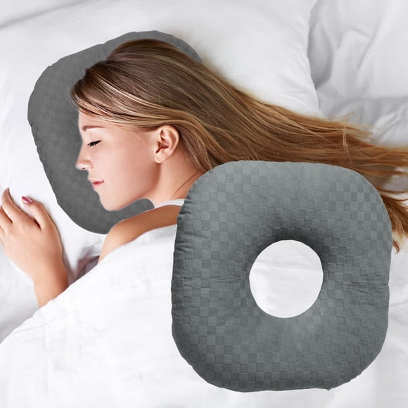 Almohada perforadora Wuronsa para personas que duermen de lado con orificio para la oreja