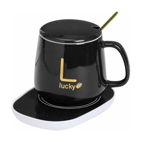 Pickacho - Set Taza Con Base Calentadora Automática - Negro