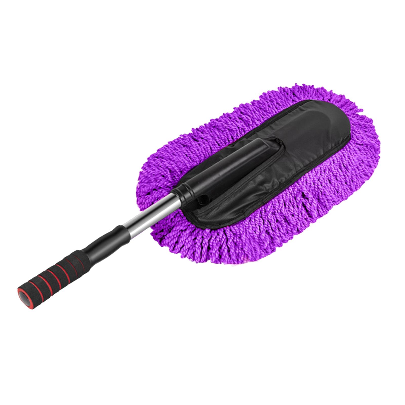 Magideal - De Microfibra Para Coche Con Mango Telescópico Extensible, Cepillo Para Limpieza De Polvo, Herramienta Para Quitar El Polvo, Para Baño Violeta
