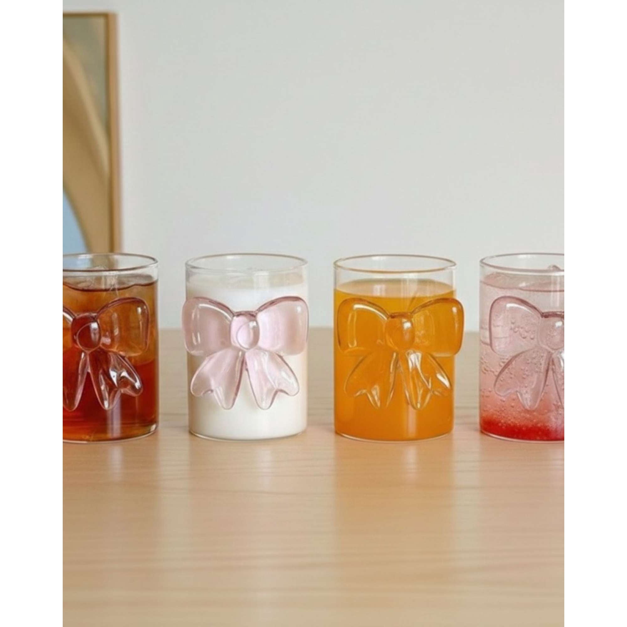 Genérico - Set De 4 Vasos De Cristal Con Lazo