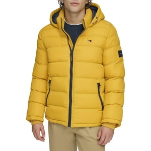 Chaqueta Tommy Hilfiger Classic Con Capucha Acolchada Para Hombre, Color Amarillo