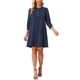 thumbnail image 1 of Vestido Mini con Botones y Cuello Redondo Elegante Casual de Negocios con Mangas 3/4 Abullonadas para Mujer INSPIRE CHIC 2026 L Azul Oscuro, 1 of 6