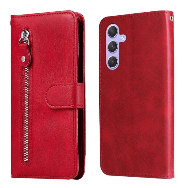 Funda con Cremallera para Samsung Galaxy M54 5G, Carcasa Cartera de Cuero PU con Soporte y Tarjetero