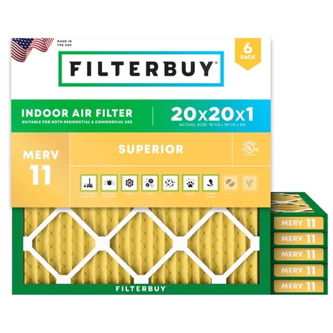 Filtro De Aire Filterbuy Merv 11 20X20X1 (Paquete De 6) Allergen Defense