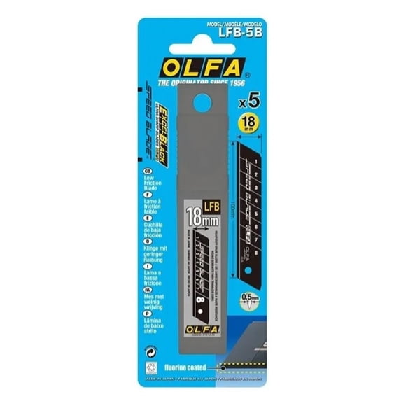 Cuchillas Olfa Speed Blade 18mm 5 Uds Recubiertas De Flúor Negro