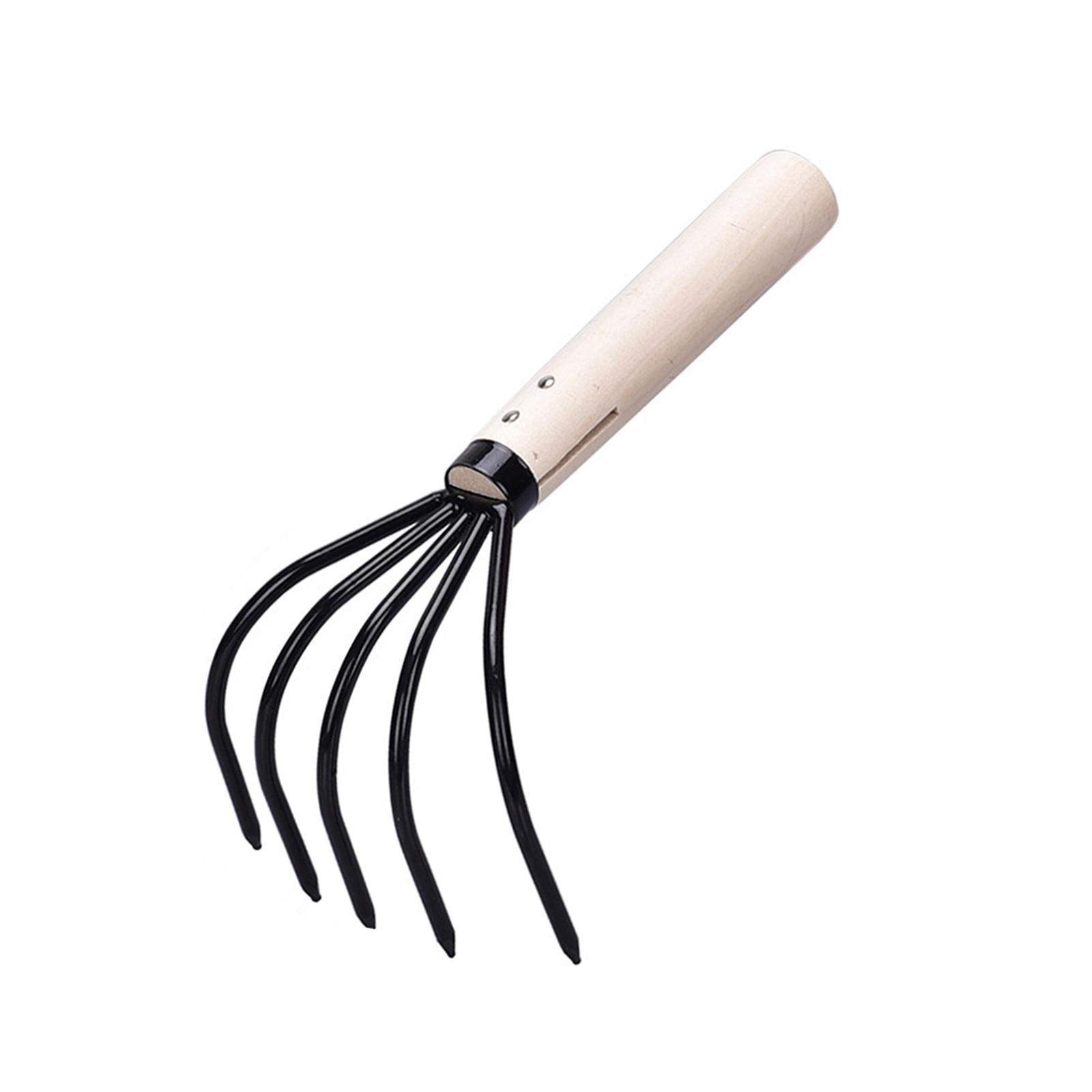 Ioensy - Rastrillo De Jardín De 5 Púas, Rastrillo De Garra Para Peinar Hojas, Cultivar, Excavar Mariscos, 23 Cm X 10 Cm
