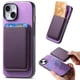 thumbnail image 1 of Funda de Cuero Magnética con Tarjetero para iPhone 15 Plus Cubierta Delgada Morado, 1 of 5