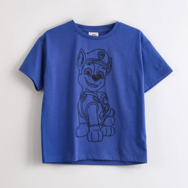 Polera Manga Corta Niño Paw Patrol Chase Outline Azul