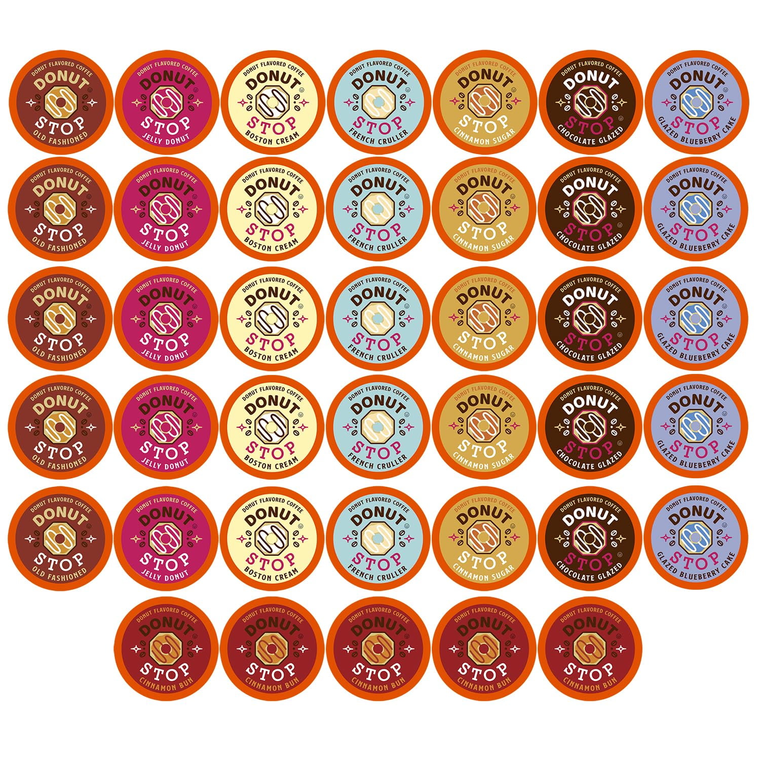 Donut Stop - Cápsulas De Café Con Sabor A Rosquilla, Con Sabor A Rosquilla, 40 Unidades, 2.0 K-cup