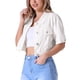 thumbnail image 4 of INSPIRE CHIC Chaqueta de Jean Recortada de Manga Corta con Botones y Desgastada para Mujer, Regreso a Clases, Blanca XL, 4 of 6