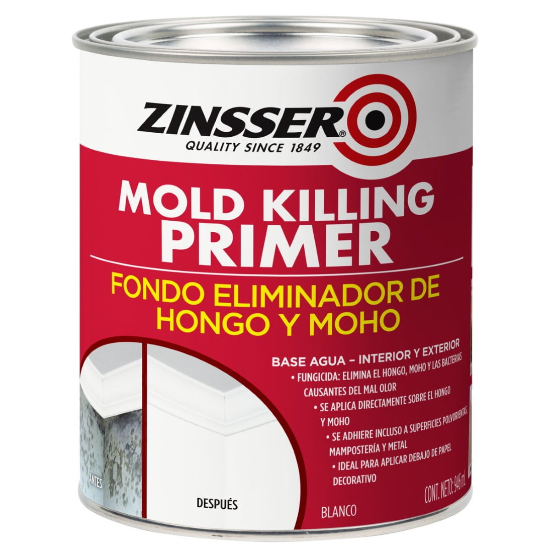 Zinsser - Fondo Eliminador De Hongo Y Moho Base Agua 946ml Blanco