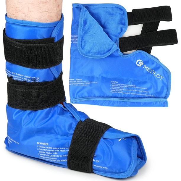 Envoltura de hielo para tobillo MEDLOT para todo el pie, grande, terapia de frío y calor