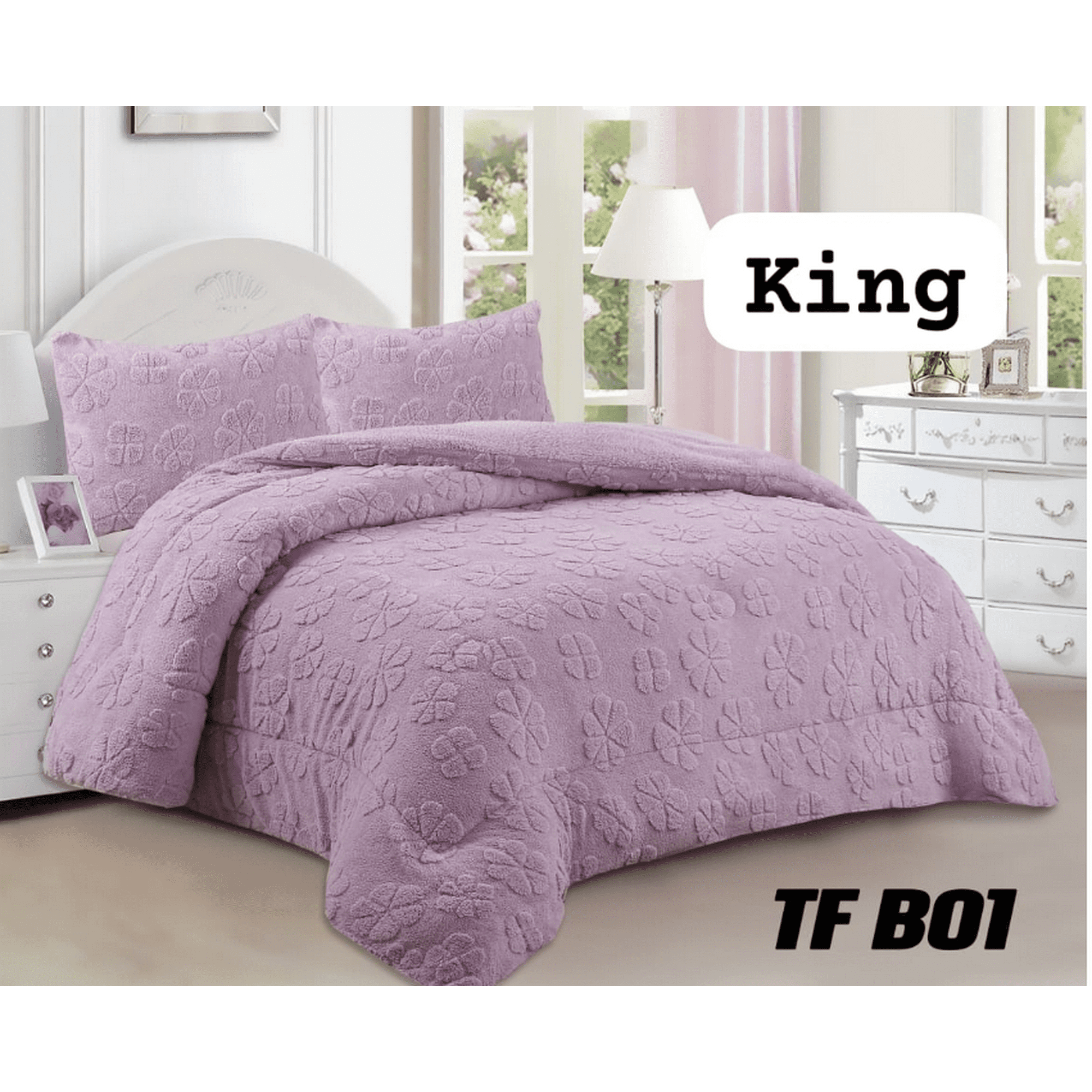 Mundo Shopping - Cobertor Texturizado En Diseño De Trebol Color Lila King