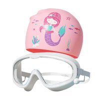 Magideal - Juego De Gorro Para Gafas De Natación, Para Pelo Largo Y Corto, Ajustable, Equipo, Gorro De Natación Para Niños Con Gafas, Accesorios De Natación Para Blanco