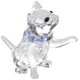 thumbnail image 1 of Figura de cristal transparente con diseño de gatito de Swarovski y cuello color lavanda, 1 of 2