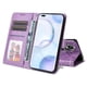 thumbnail image 2 of Funda tipo cartera FOXDOCK para Huawei Nova 9 Pro , diseño girasol en relieve, cuero PU, cierre magnético, soporte y tarjetero, 2 of 5
