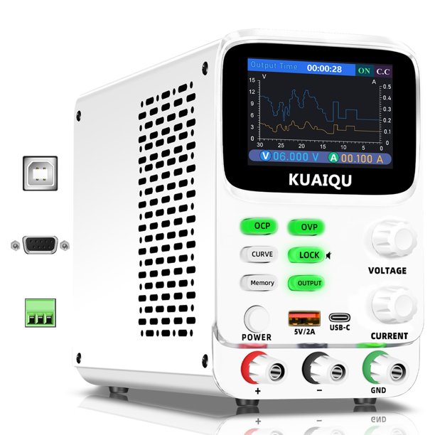 Fuente de Alimentación DC Programable 30 V 10 A KUAIQU Graph 10 µA para Laboratorio (PSU)