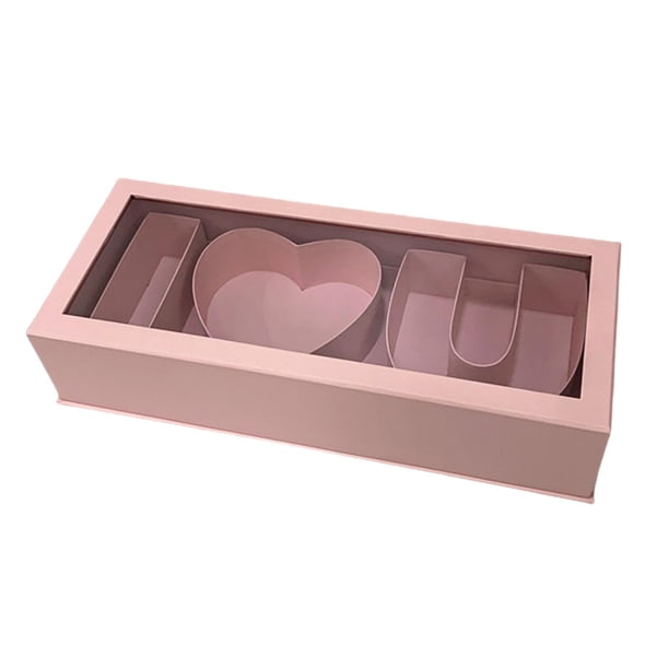 Caja de flores vacía, caja de regalo rellenable, caja de regalo con forma de letra i Love U, artesanía DIY, cartón, contenedor para fiestas del Día de rosa