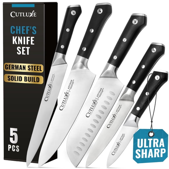Juego de Cuchillos de Cocina Cutluxe 5 Piezas Acero Alemán Full Tang