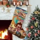 thumbnail image 1 of Primos Tema: Calcetines de Navidad, fino lino blanco para colgar en escaleras y chimenea, decoración navideña para el hogar, regalo de Navidad.54cm×38cm, 1 of 5