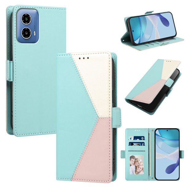 Funda Cartera para Motorola Moto G34 con Cierre Magnético, Tricolor, Verde