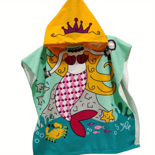 1pc Kids Cartoon Hooded Bath Towel, Absorbent Cute Bath Towels With Hood For Girls Boys, Bathroom Accessories