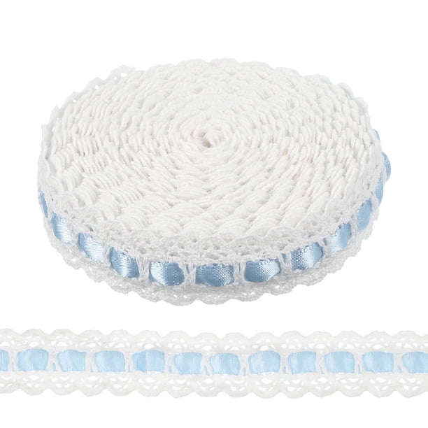 Uxcell 5 Yardas de Ribete de Encaje con Ojales, 0.79 Pulgadas de Ribete de Encaje de Crochet para Coser Vestido Delantal Almohada Ropa de Muñecas Decoración de Bolsas, Azul Oscuro