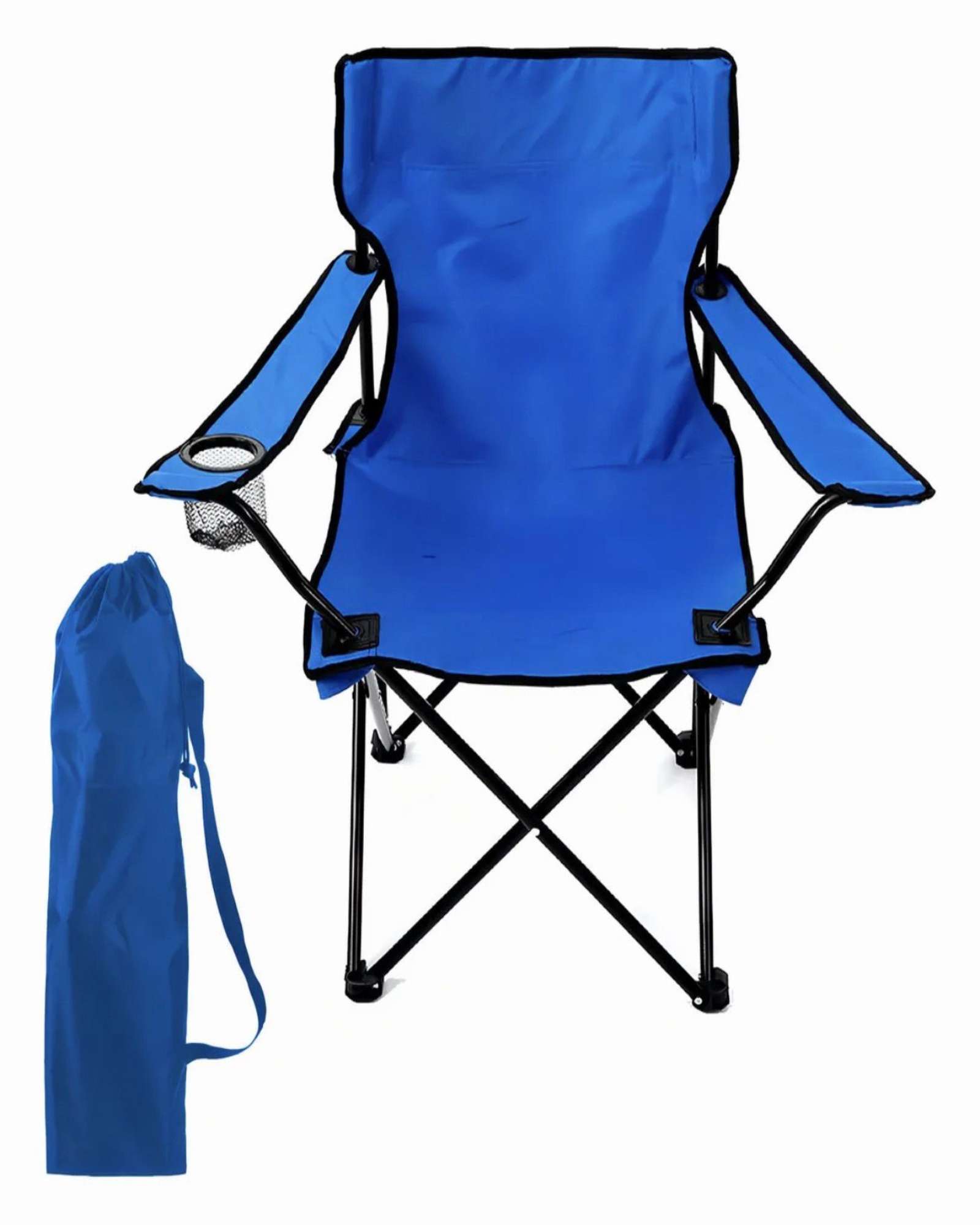 Genérico - Pack De 2 Sillas De Playa O Camping Plegable Con Porta Vaso Azul