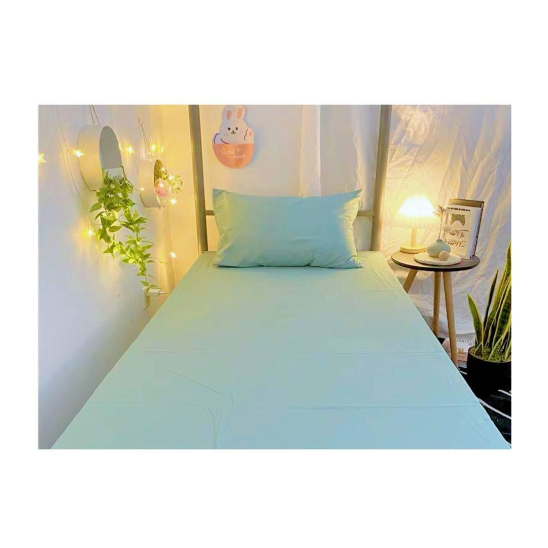 Genérico - Juego De Sábanas 1 Plaza 144 Hilos - Verde Agua