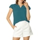 thumbnail image 2 of INSPIRE CHIC Blusa Sólida de Mujer Cuello en V con Volantes Manga Corta Ligera para el Trabajo XL Azul Pavo Real, 2 of 6